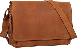 Tom' Borsa a tracolla in pelle da uomo donna Vintage Cartella porta PC 15 pollici documenti Messenger casual da viaggio in cuoio