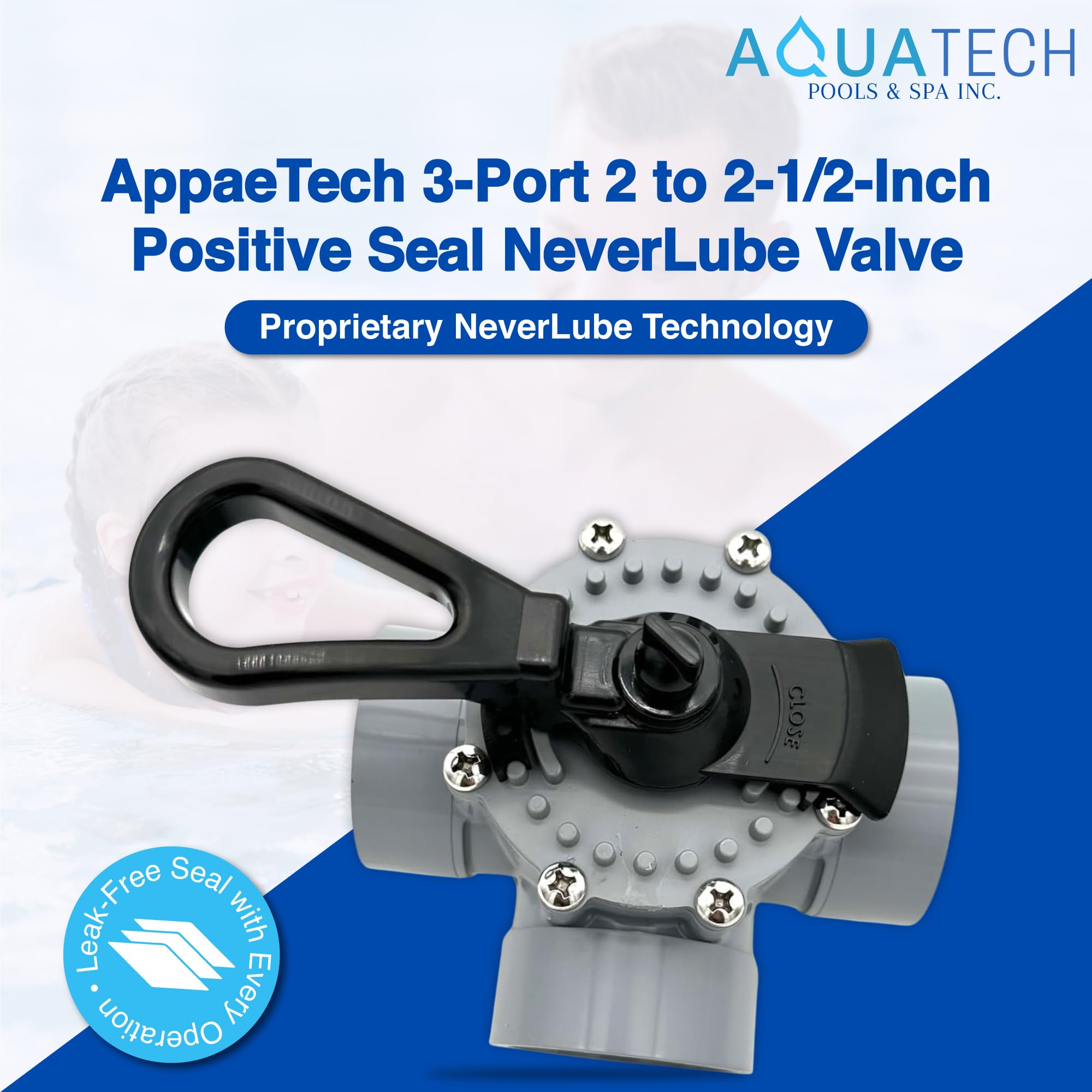 Upgrade Your Pool System with the AppaeTech 3-Port 2 to 2-1/2-Inch Positive Seal NeverLube Valve: Compatible Across Leading Brands