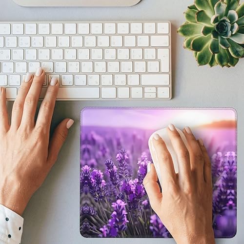 Miniatura 6 de Alfombrilla de ratón romántica con estampado de lavanda morada, base de goma antideslizante, alfombrilla de mouse para juegos es para computadora