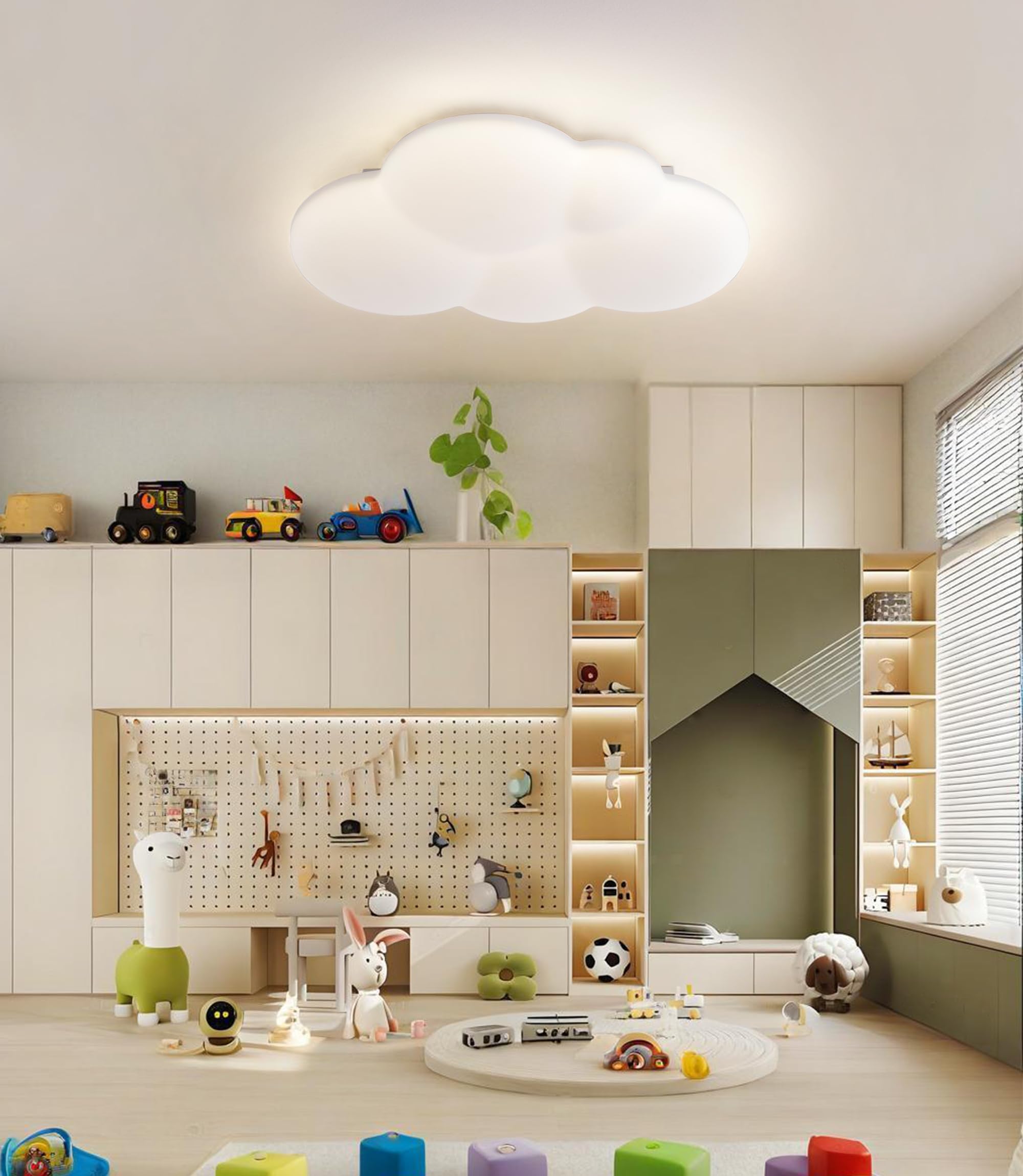 50CM 32W PE Lampara Infantil Techo, Lámpara de techo LED Regulable con Control Remoto 3000-6000K, Lámpara LED de Nubes Luces para Habitacion, Plafon Led Techo para Dormitorio de bebé