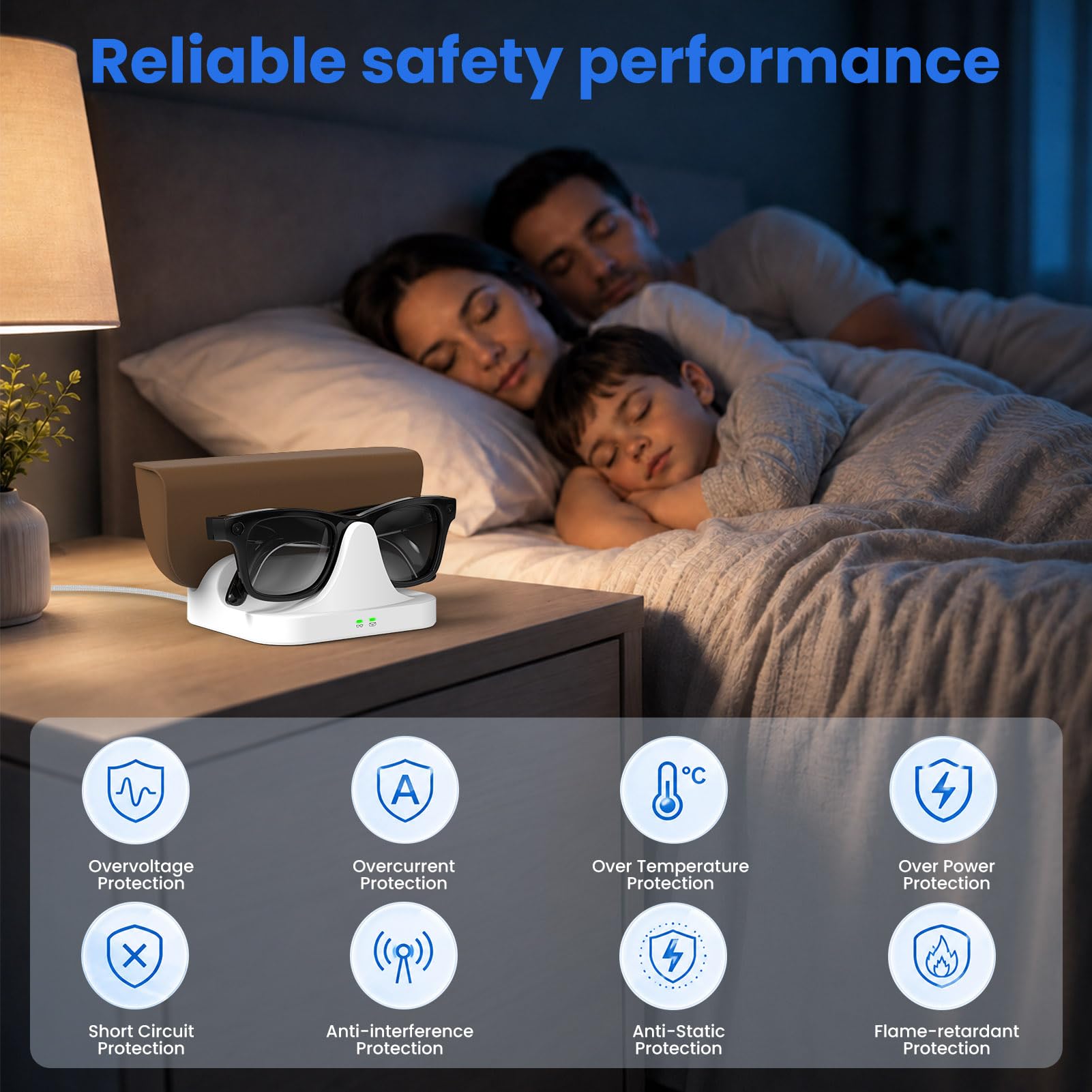 Ablink Base de carga magnética 2 en 1, para Ray-Ban Meta Gen 2 Wayfarer Skyler Blayzer Scirber Optics, estación de carga rápida para gafas meta y funda, indicador LED