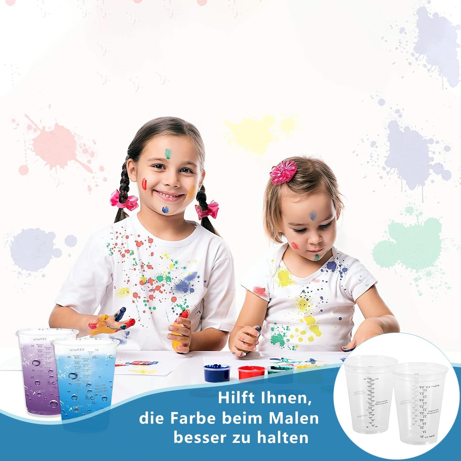 Messbecher Epoxidharz, 50 Stück Messbecher Klein, 240 ml Mischbecher Set, FarbMischbecher, Lackmischbecher, Für Flüssigkeiten, Farbe, Pigment
