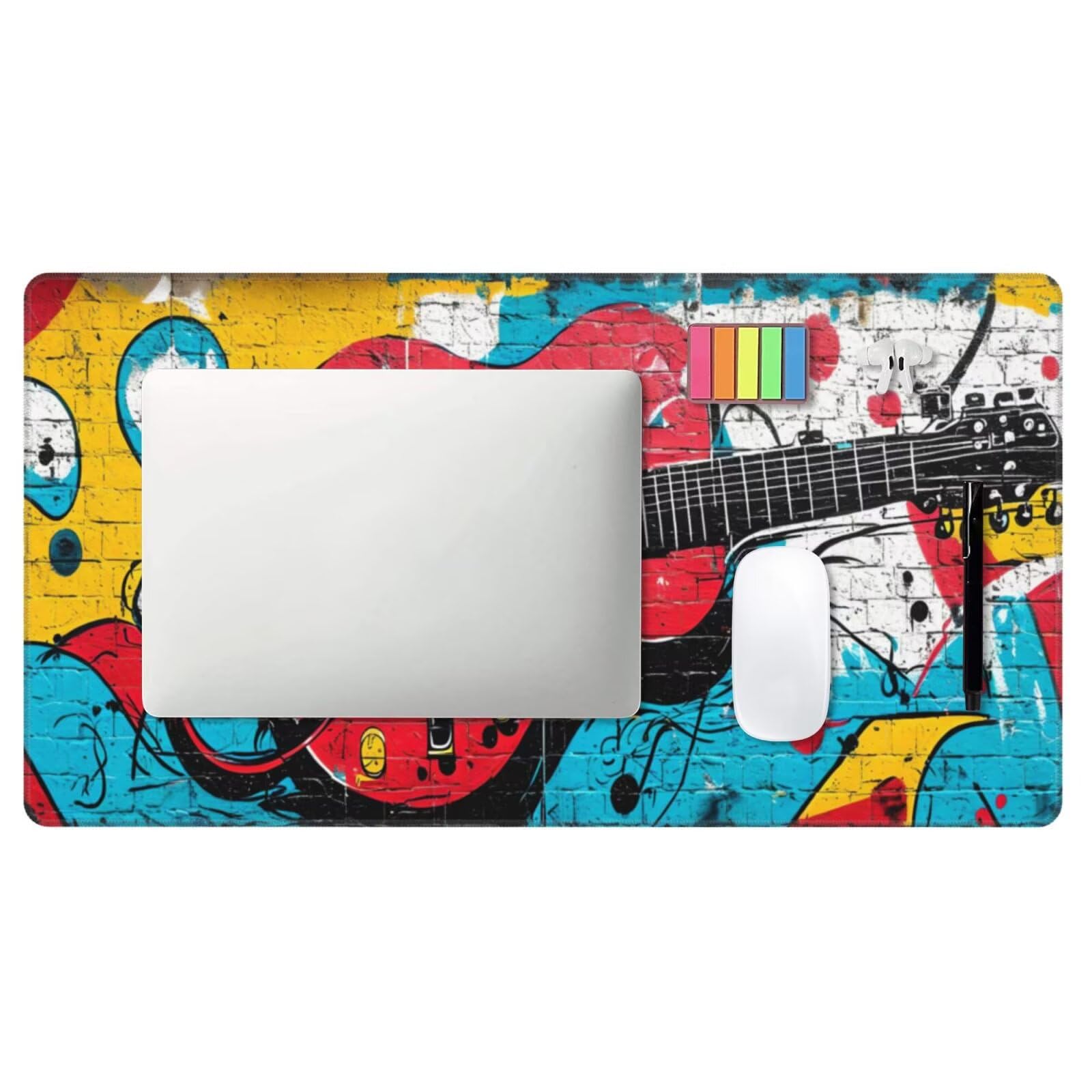 Tapis de Souris XXL 1200x600 mm, Couleur Tapis de Souris Guitare Tapis Souris XXL 120 X 60 CM, Antidérapant sous Main Bureau à Bords Cousus, Mouse Pad avec Surface en Caoutchouc antidérapant U-127