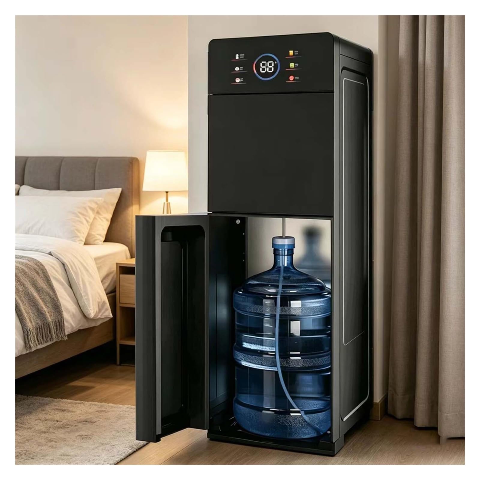 Erogatore acqua, nero macchina for acqua commerciale con caricamento dal basso, 5 temperature, Distributore Di Acqua Fredda Indipendente, Adatto per spazi commerciali