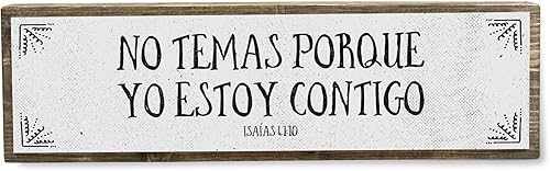ANVEVO No Temas Porque Yo Estoy - Versículo de la Biblia Española - mensajes cristianos para decorar - Letrero de metal y madera