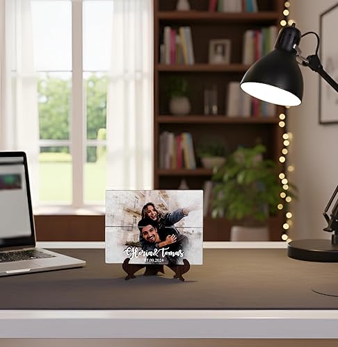 Miniatura 3 de STILAVIBES LLC Foto personalizada sobre madera Impresión de imagen personalizada Nombres y fecha Panel de madera de abedul rústico Regalo de