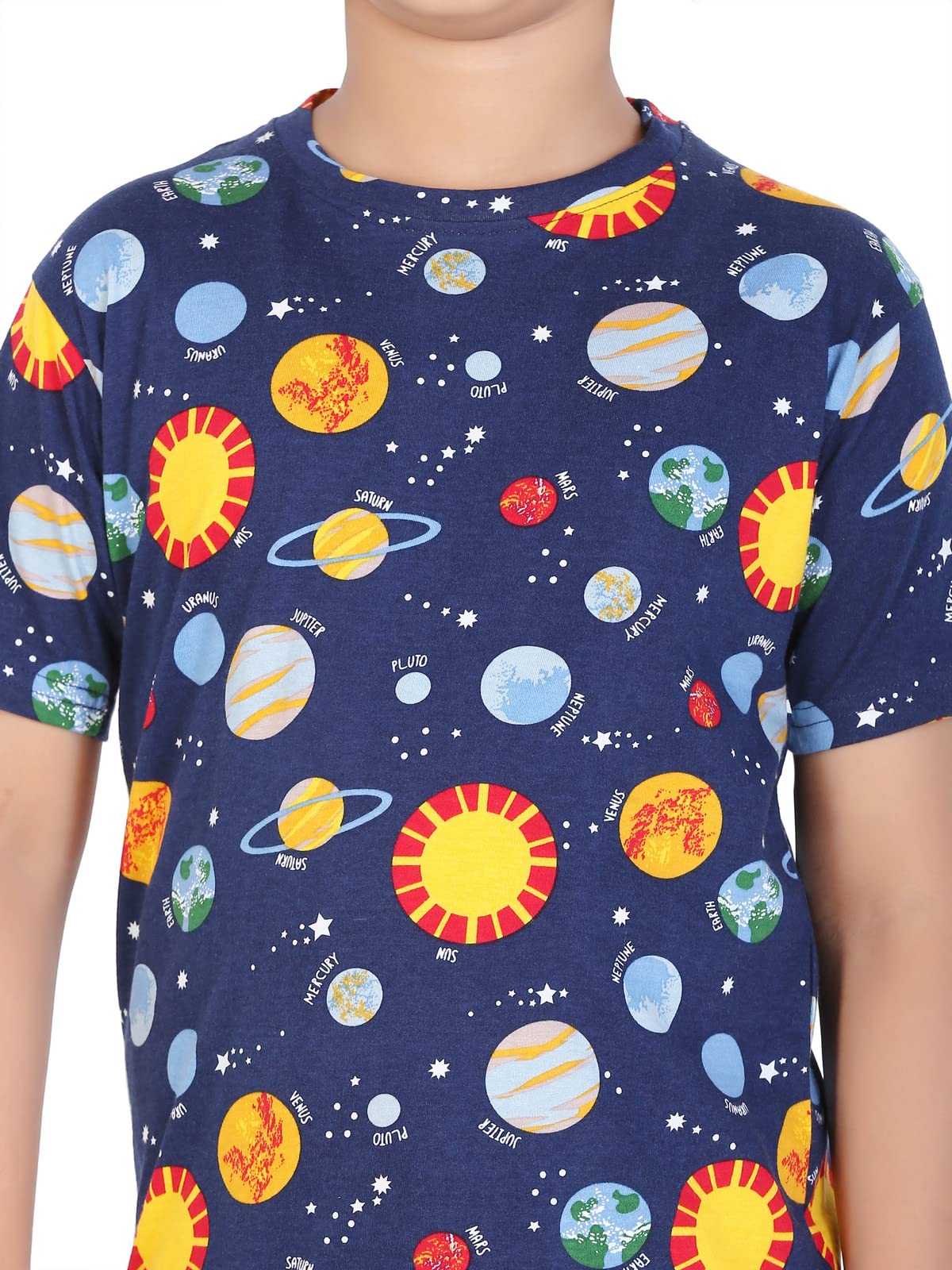 Ninos Dreams Boys Cotton Coord Set Night Suit with Lower - Planet Print (8-10 Years, Navy Blue) - Image 5 thumbnail