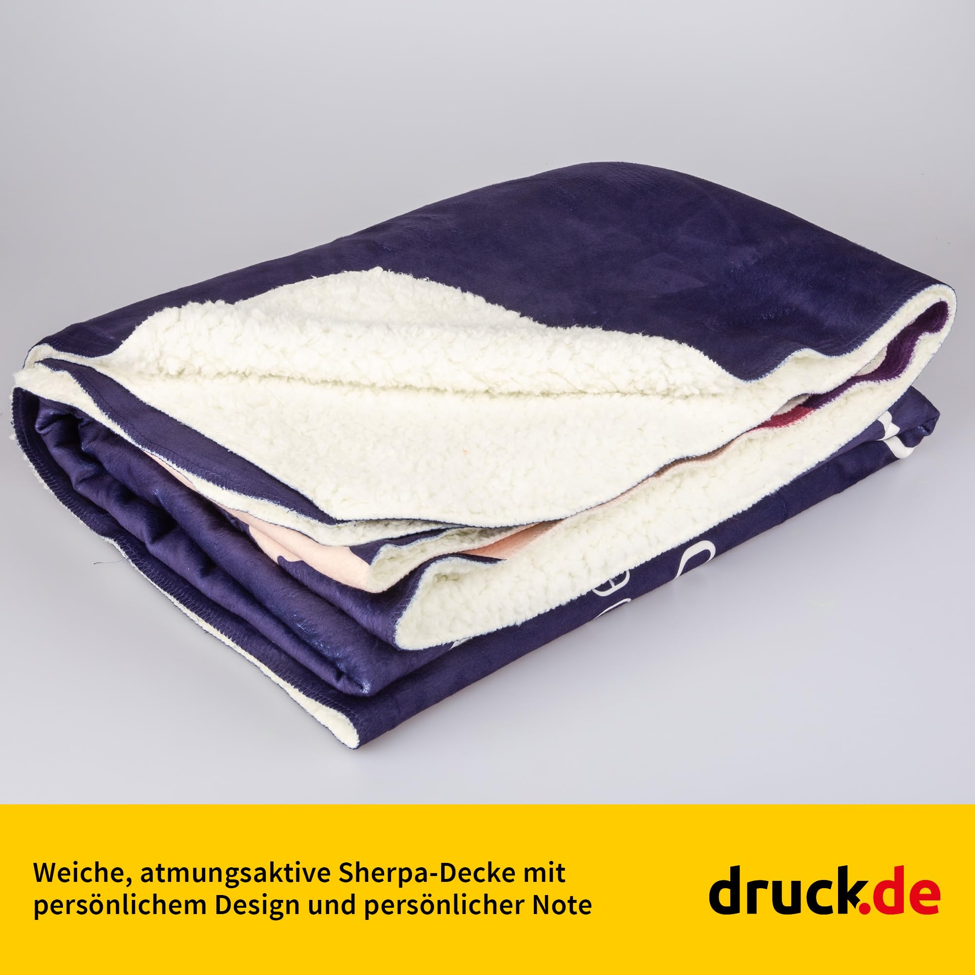 Kuscheldecke Fotodecke personalisiert 127x152cm - Sherpa - Foto und Text | Kuscheldecke personalisierbar, 127x152cm, Sherpa, mit Foto und Text