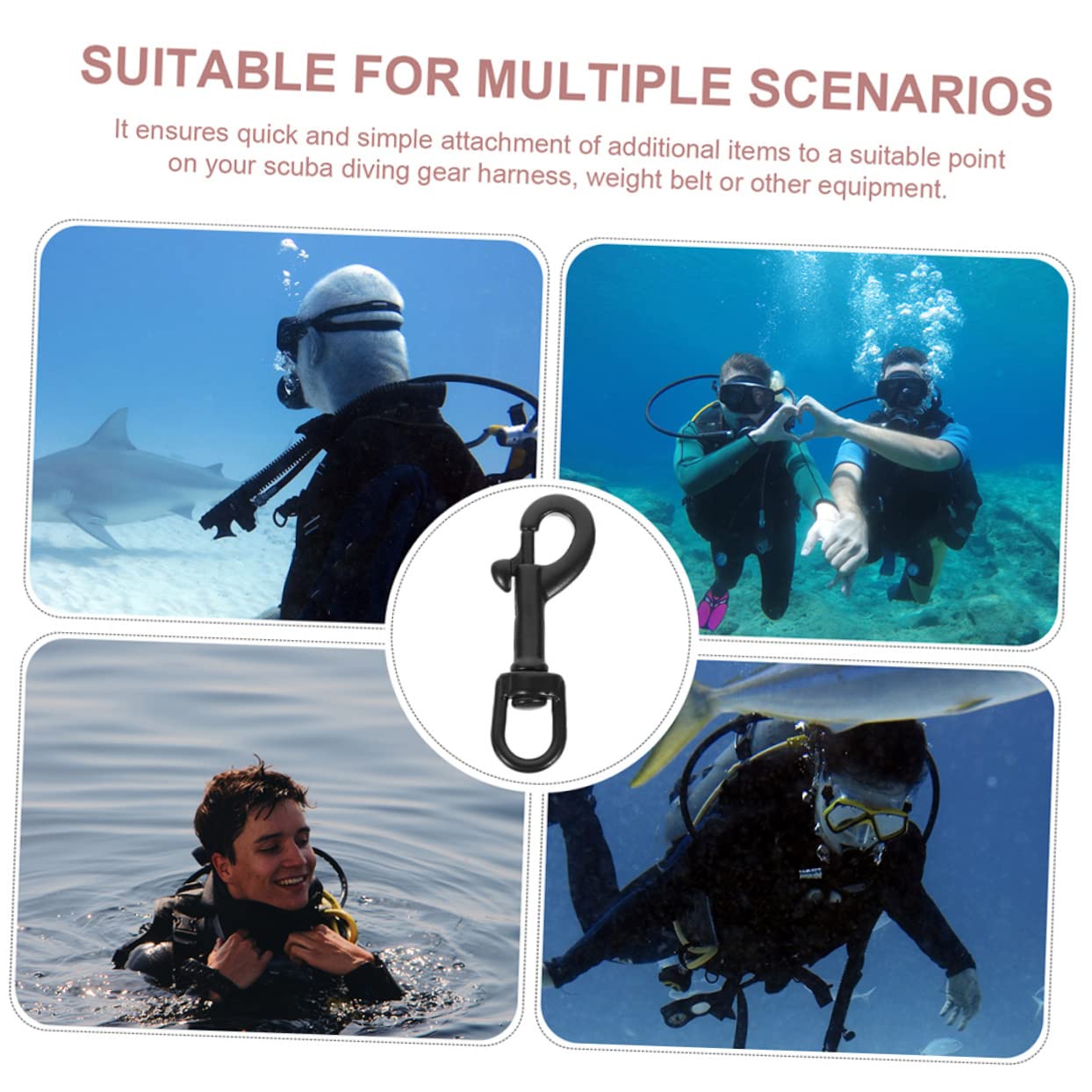 BESPORTBLE Stainless Steel Diving Hook Bolt Snap Swivel Hook Marine Grade Heavy Duty