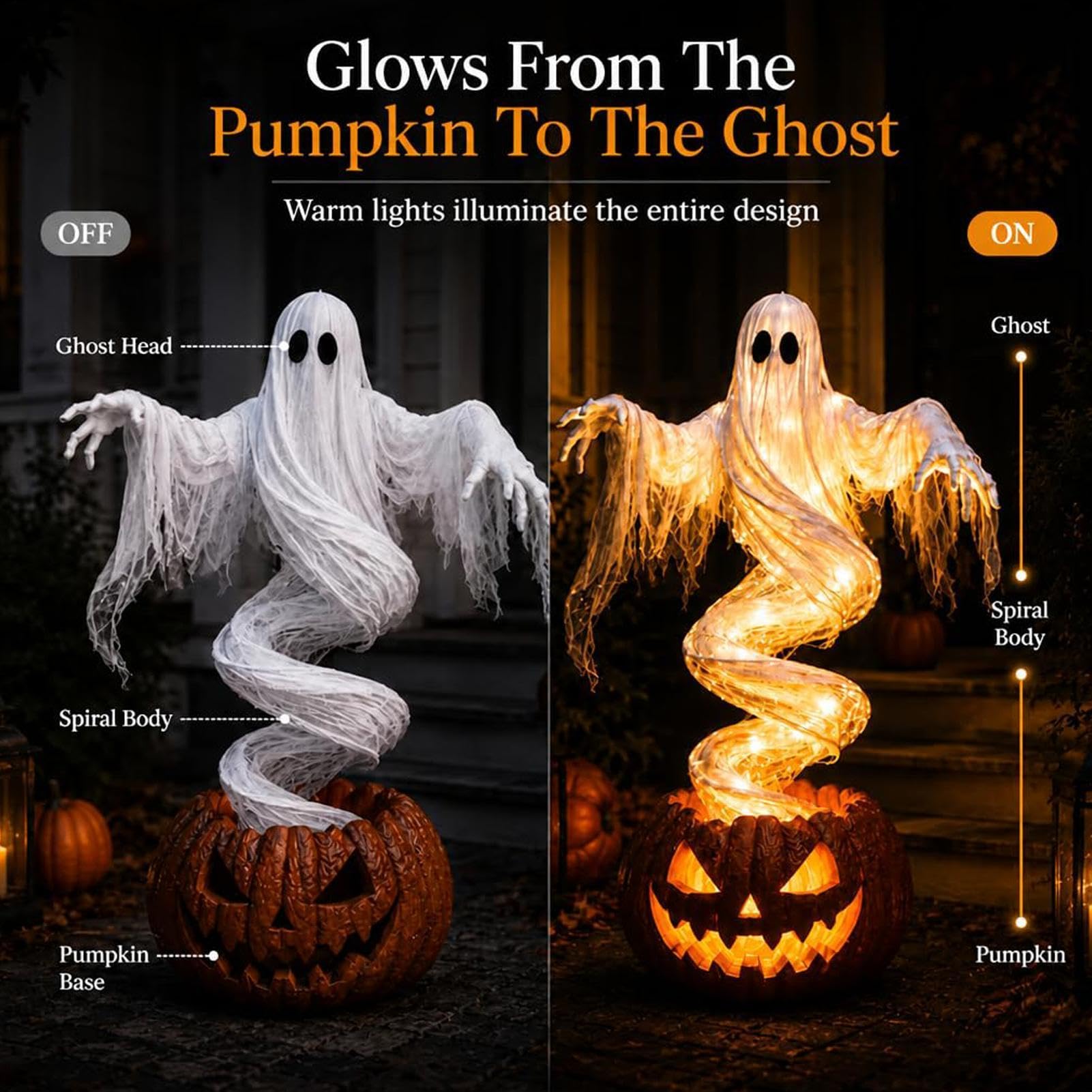 Decorazioni fantasma di Halloween vorticoso portico puntello con luce