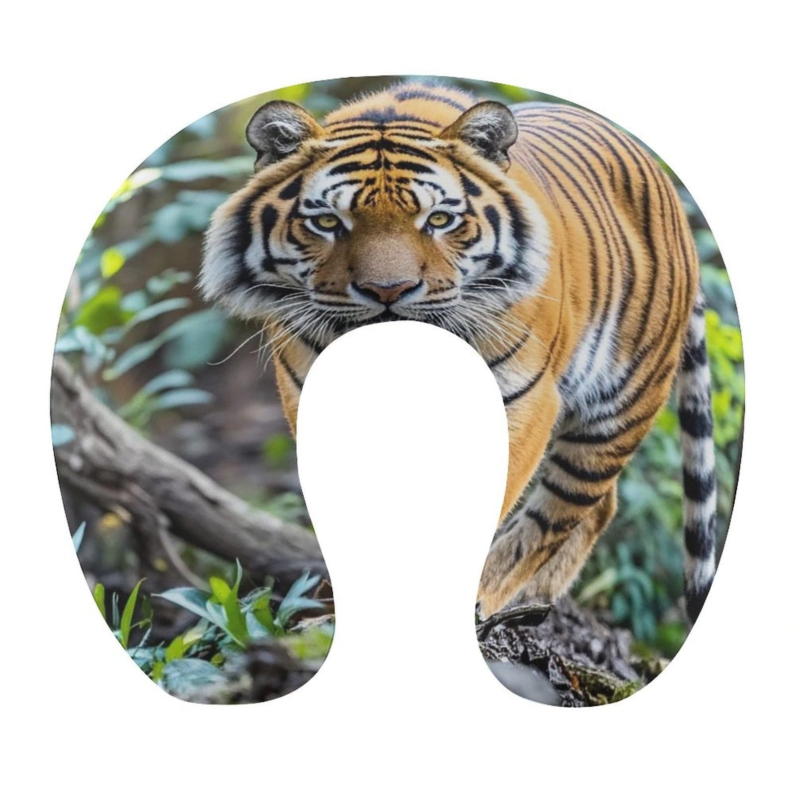 FekiLoot Tiger Travel Pillow Comfortable U Shape Memory Foam Pillows Neck and Head Support Portable Travel Neck Pillow Suitable for Planes Trains Self-Driving Cars