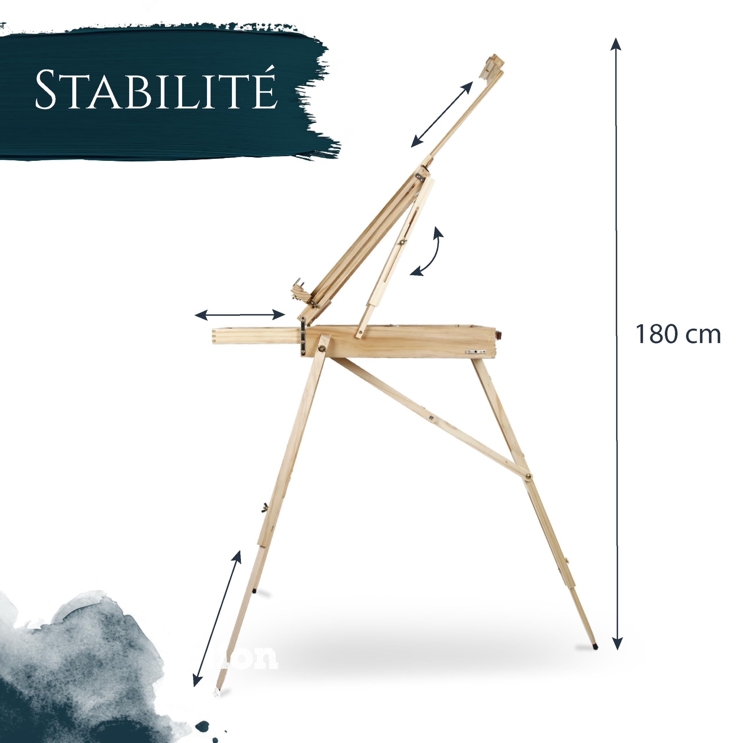 Artina chevalet en bois réglable à 90° pour toile jusqu'à 100cm