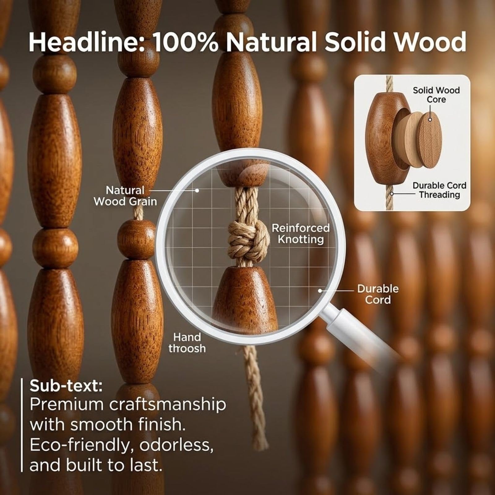 Legno Tendas Con Perline, Tendas A Fili Con Perline, Tendas Per Porta Con Perlines, Separazione Ambienti, Ventilazione, Decorazione E Divisorio Stanze Per Porta Finestra,Balcone, Interni