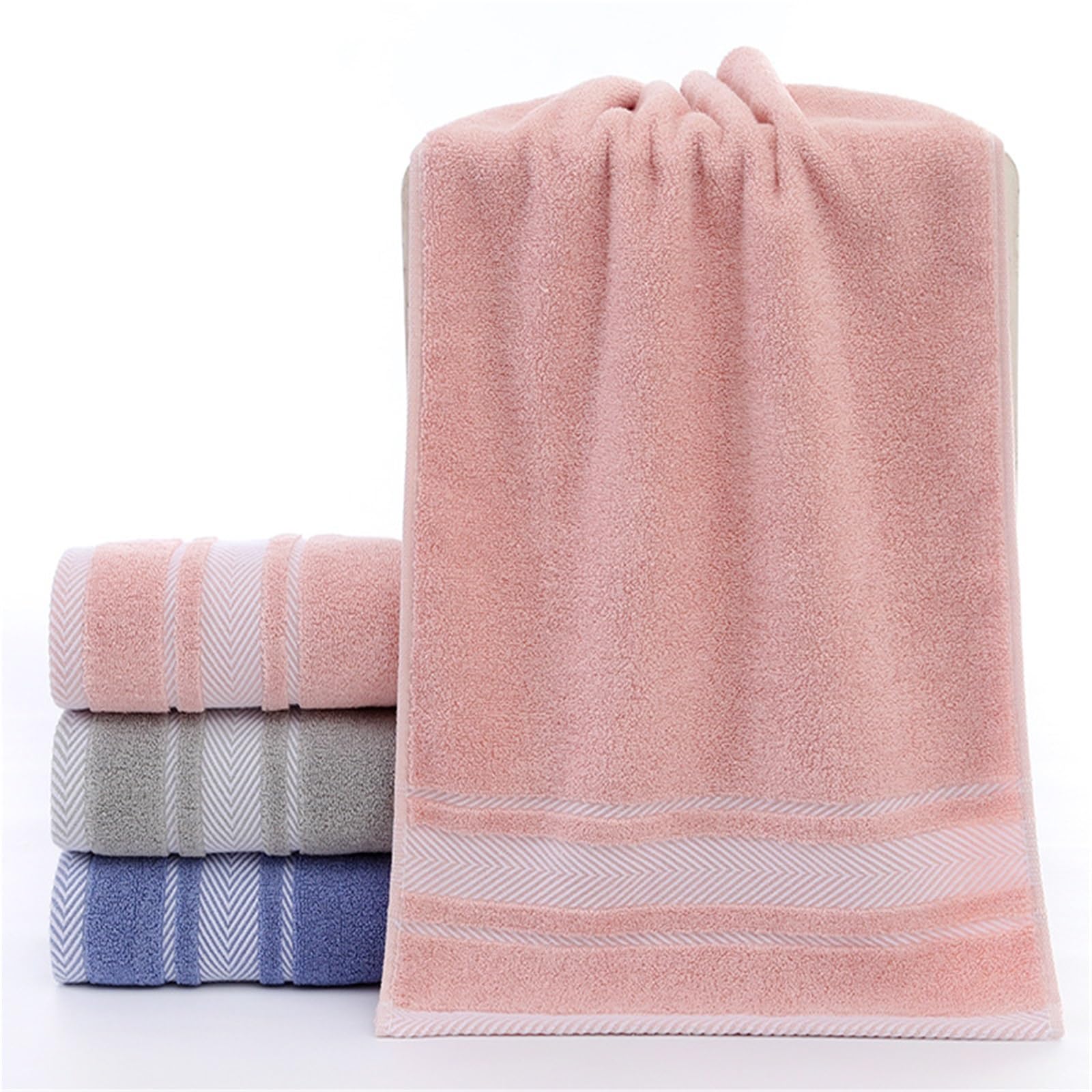 Toallas de baño suaves color rosa para duchas familiares