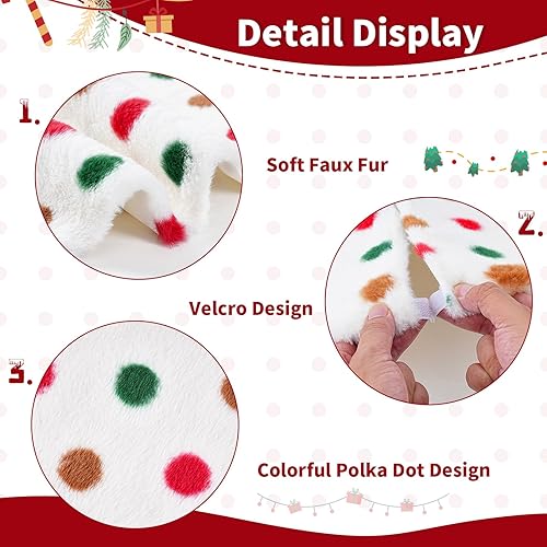 Miniatura 9 de Falda de árbol de Navidad de 36 pulgadas, faldas blancas de piel sintética con copos de nieve de lentejuelas doradas, falda de árbol de felpa suave