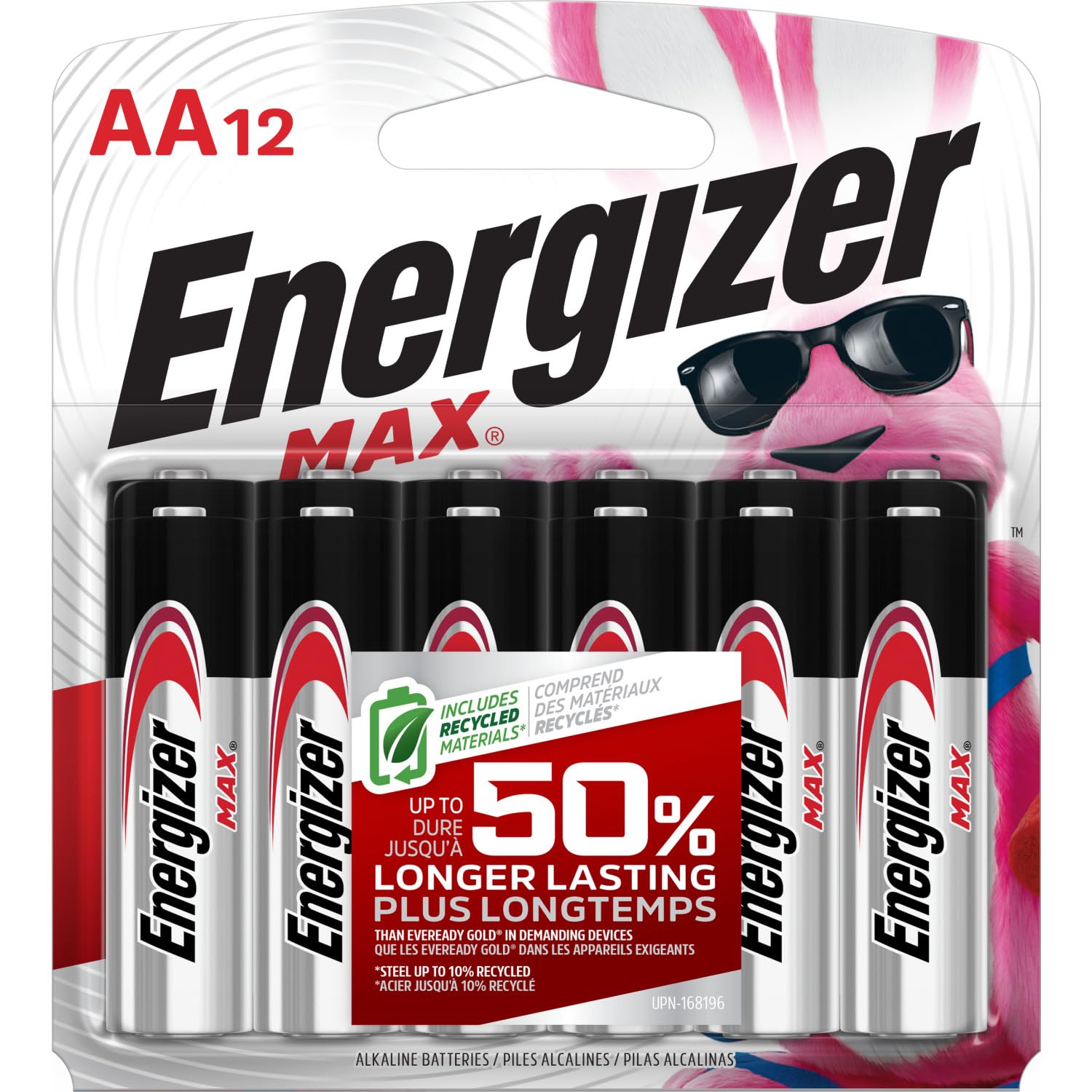Energizer E91BW12EM AA Batteries (12 Count), Double A Max Alkaline Battery