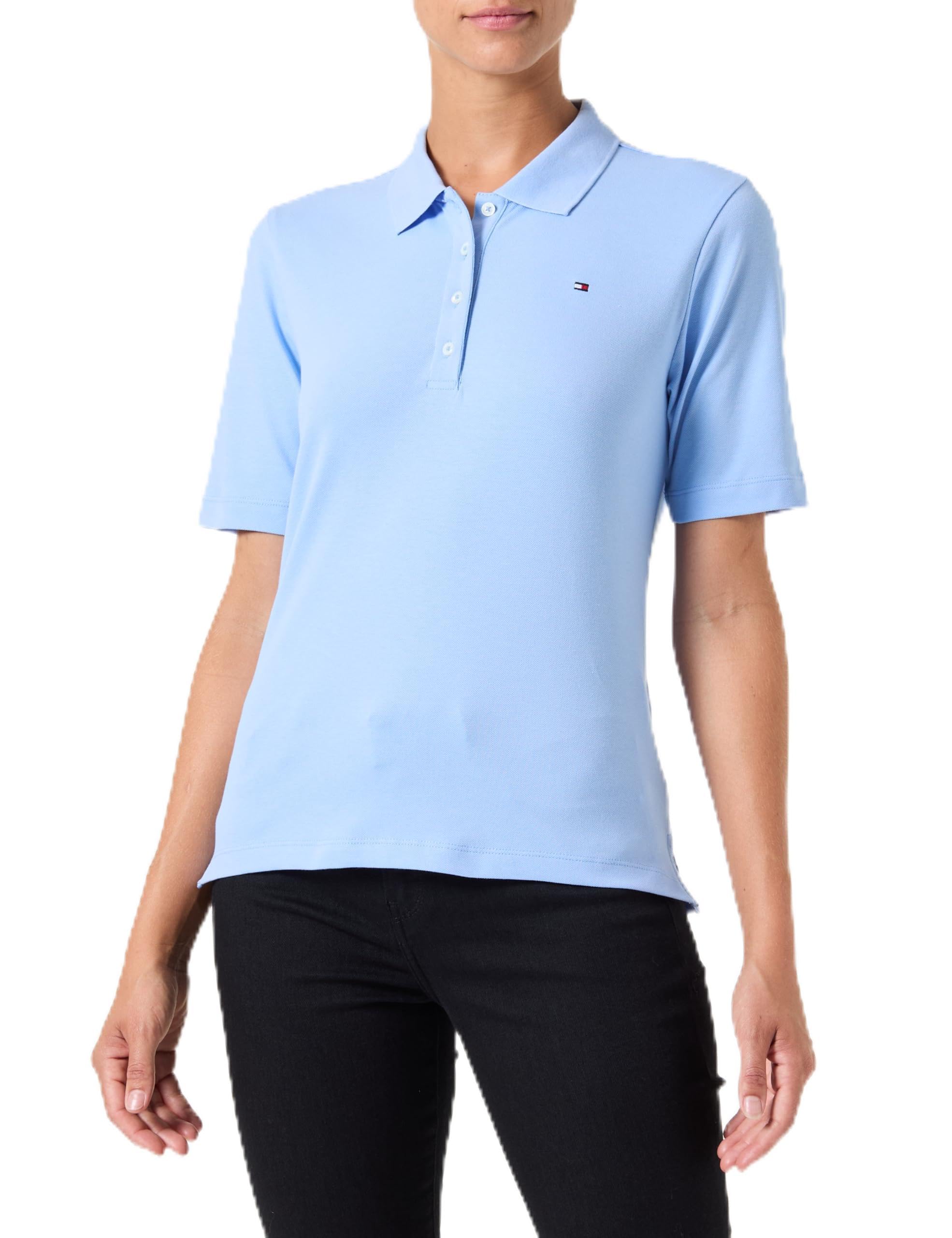Tommy Hilfiger Women's Regular Fit Short Sleeve Polo Shirt, Blue (Vessel Blue), S