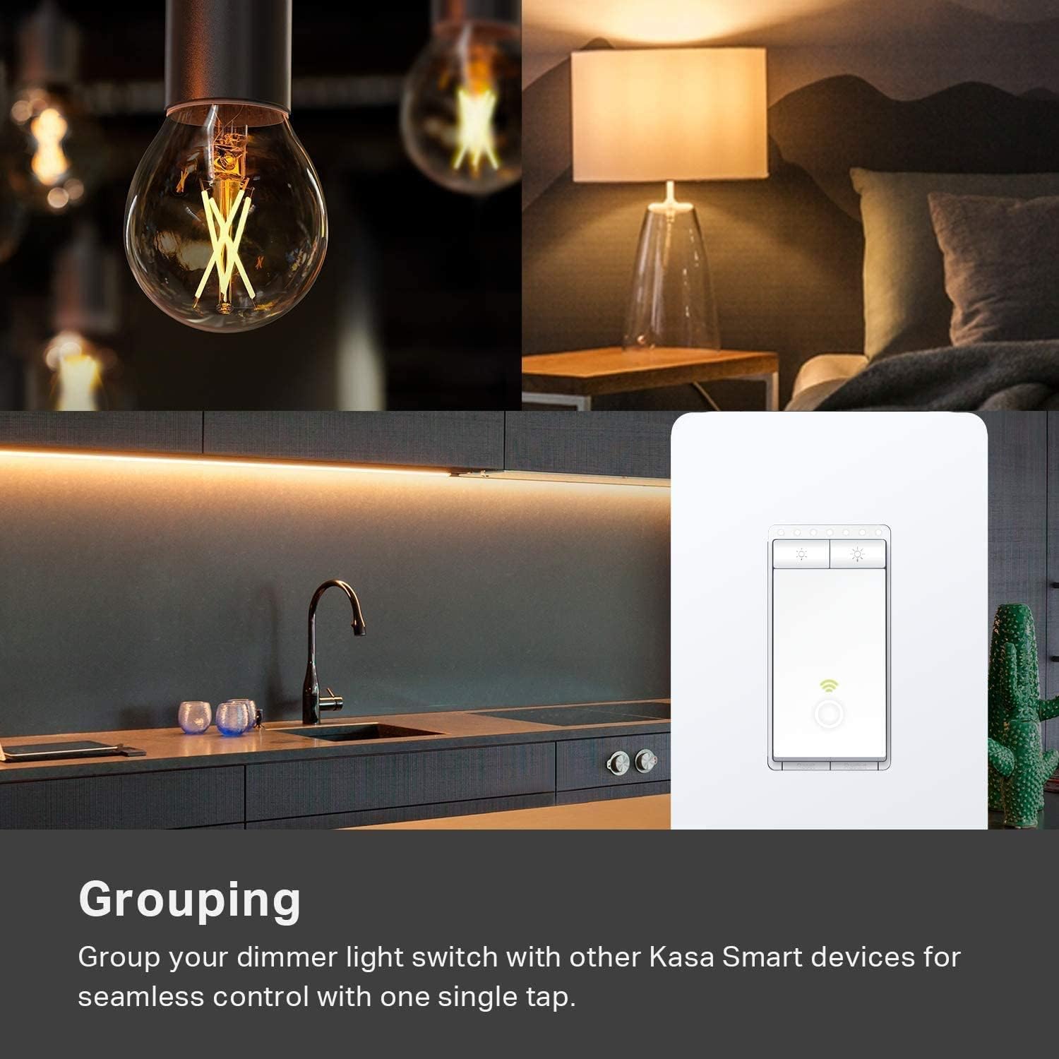 Kasa Smart Dimmer Switch HS220P3, Single Pole, Needs Neutral Wire, 2.4GHz Wi-Fi Light Switch Works with Alexa and Google Home, UL Certified,, No Hub Required, 3-Pack