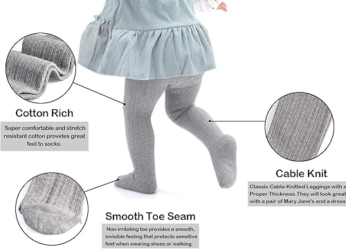 Miniatura 3 de Epeius - Mallas de punto trenzado para bebé, medias de algodón, para recién nacidos, infantes, niñas (36 unidades)
