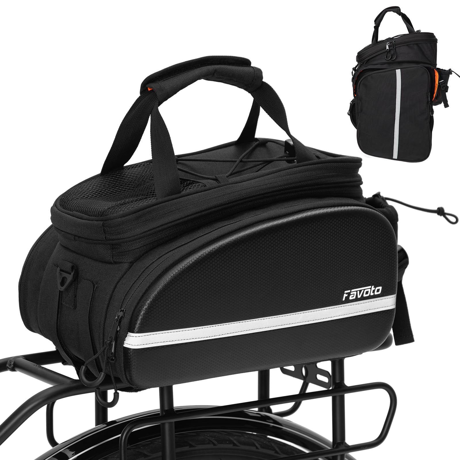 Favoto Bike Rear Rack Bag Trunk Bag, 20L-45L Large Capacity Bicycle Rear Seat Cargo Pannier with Reflective Strips, Waterproof Cycling Saddle Bag for Bicycles