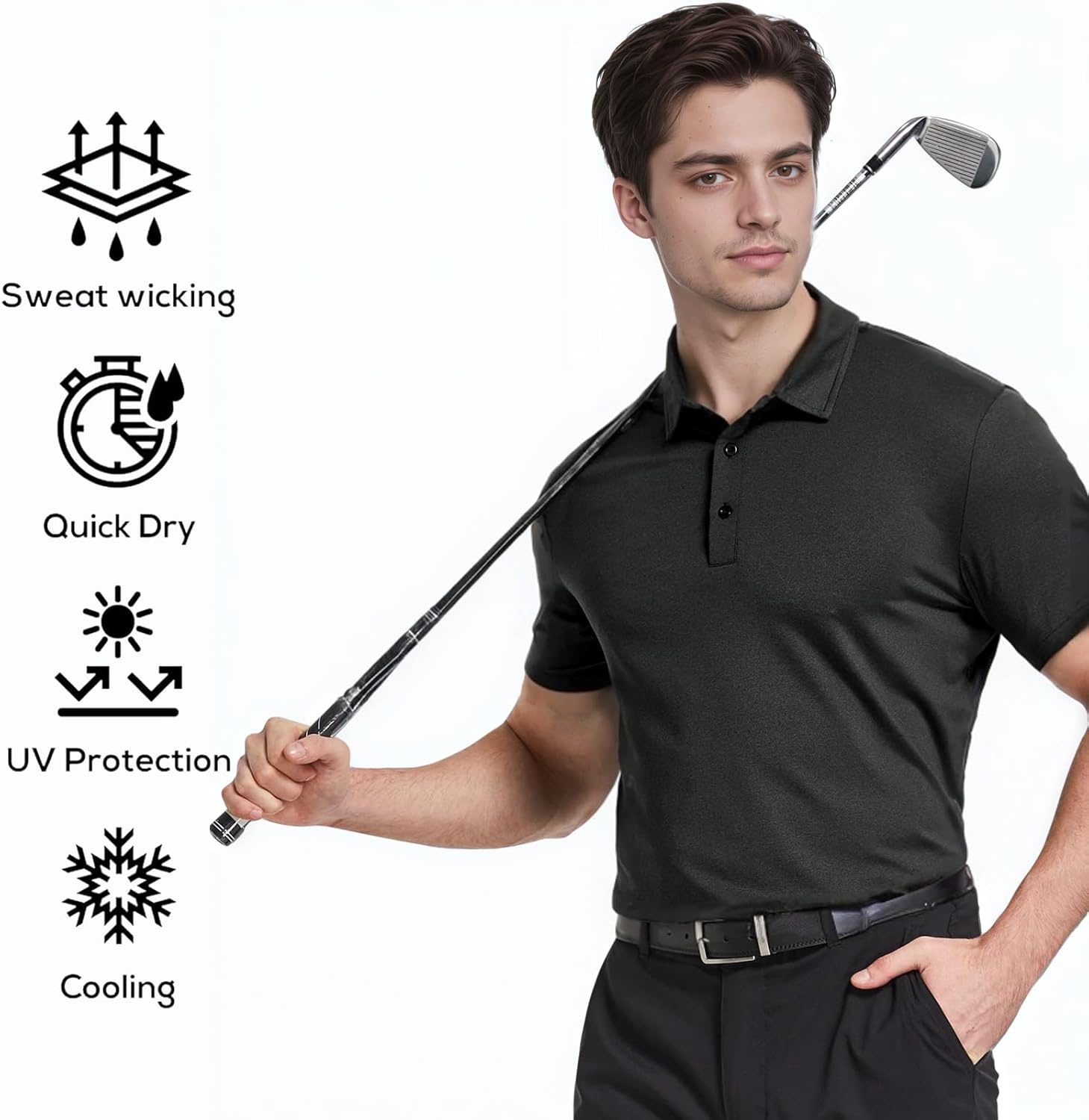 5-Pack Men's Polo Shirts-Golf&Business Casual,Quick-Dry Moisture-Wicking Performance Shirts for Work&Sport - Image 2