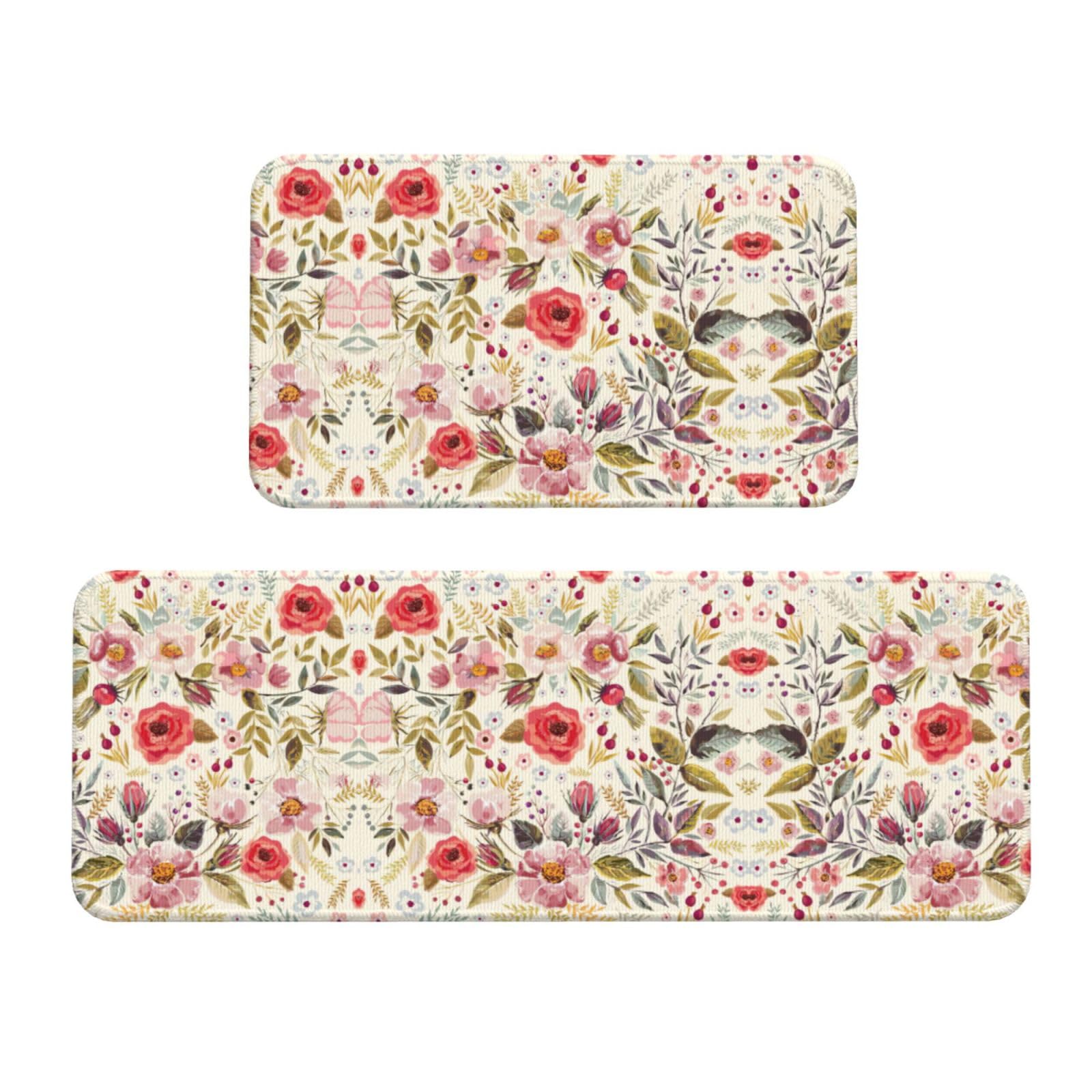 Tapis de cuisine roses rustiques lavables pour sol et bureau