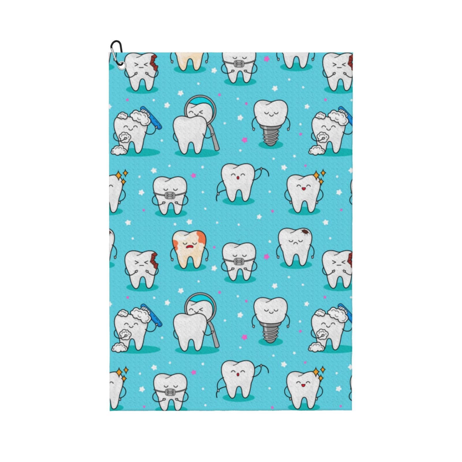 Hnnkloy Teeth Background, 16x24 in Portable Waffle Golf Towels with Carabiner Clip for Golf Bag