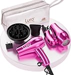 LURA Mini Portable Travel Hair Dryer:Dual Voltage Small Lightweight Blow Dryer with EU Plug,1200W Compact Hairdryer with Folding Handle,with Concentrator&Diffuser Attachment,for Women and Men
