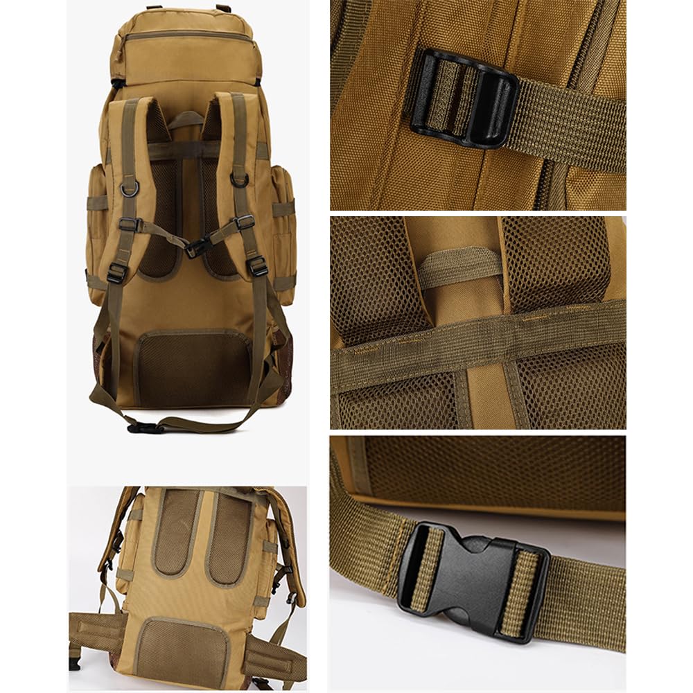 Zaino da escursionismo 37 x 20 x 80 cm, grande, unisex, multiuso, impermeabile, robusto, impermeabile, per escursioni, alpinismo, campeggio, pesca, caccia, ciclismo, picnic