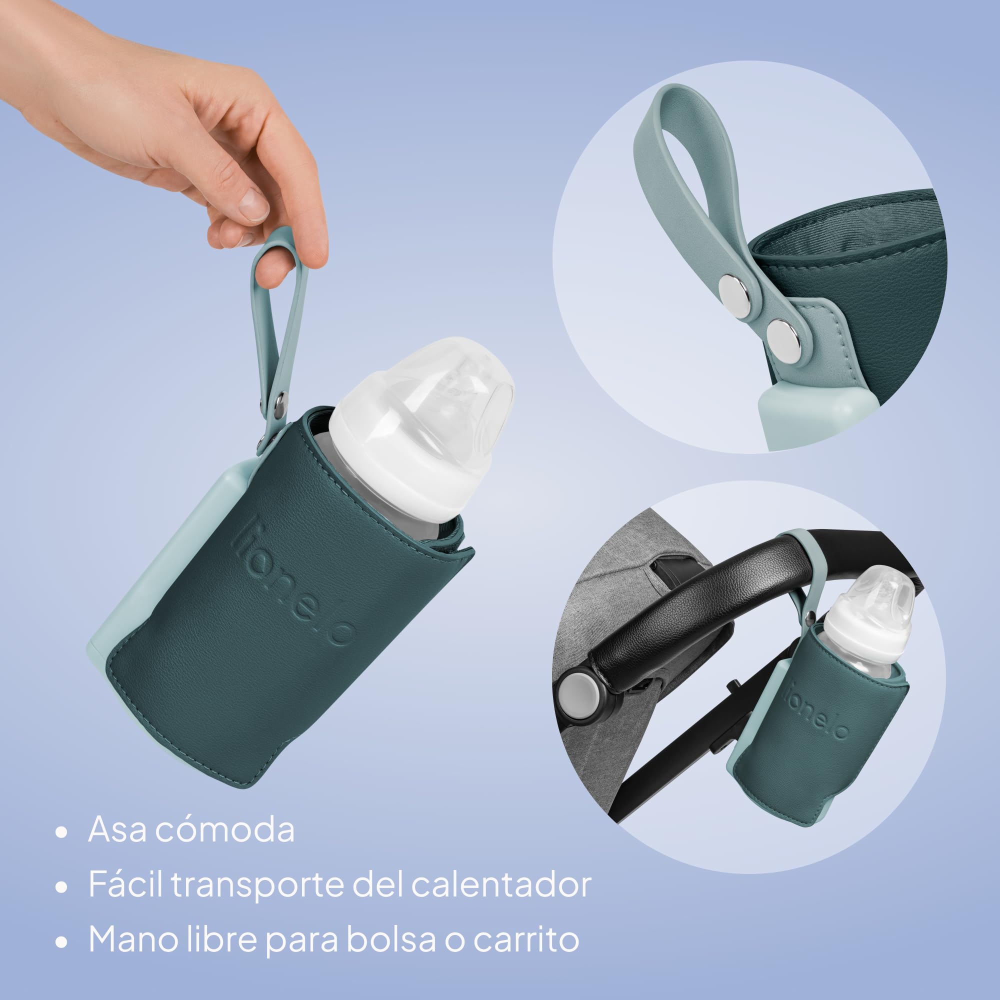 LIONELO Thermup Go Plus Calientabiberones Portátil, Mantiene los Líquidos Calientes, 5 Temperaturas de Funcionamiento de 38 a 50 C, Carga USB, 8h de Funcionamiento Pantalla LCD Silenciosa
