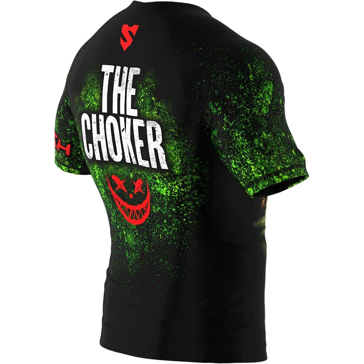 SMMASH The Choker Rashguard - Maglietta Uomo Maniche Corte Traspirante Leggera Top Sportivo MMA Krav Maga BJJ K1 Vestibilità Aderente