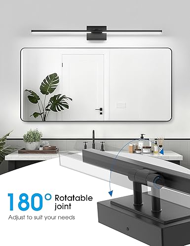 Miniatura 6 de VOLISUN Lámpara de tocador de baño de 48 pulgadas, 5CCT regulable, lámpara LED de baño de 40 W sobre el espejo, luces de tocador de barra negra para