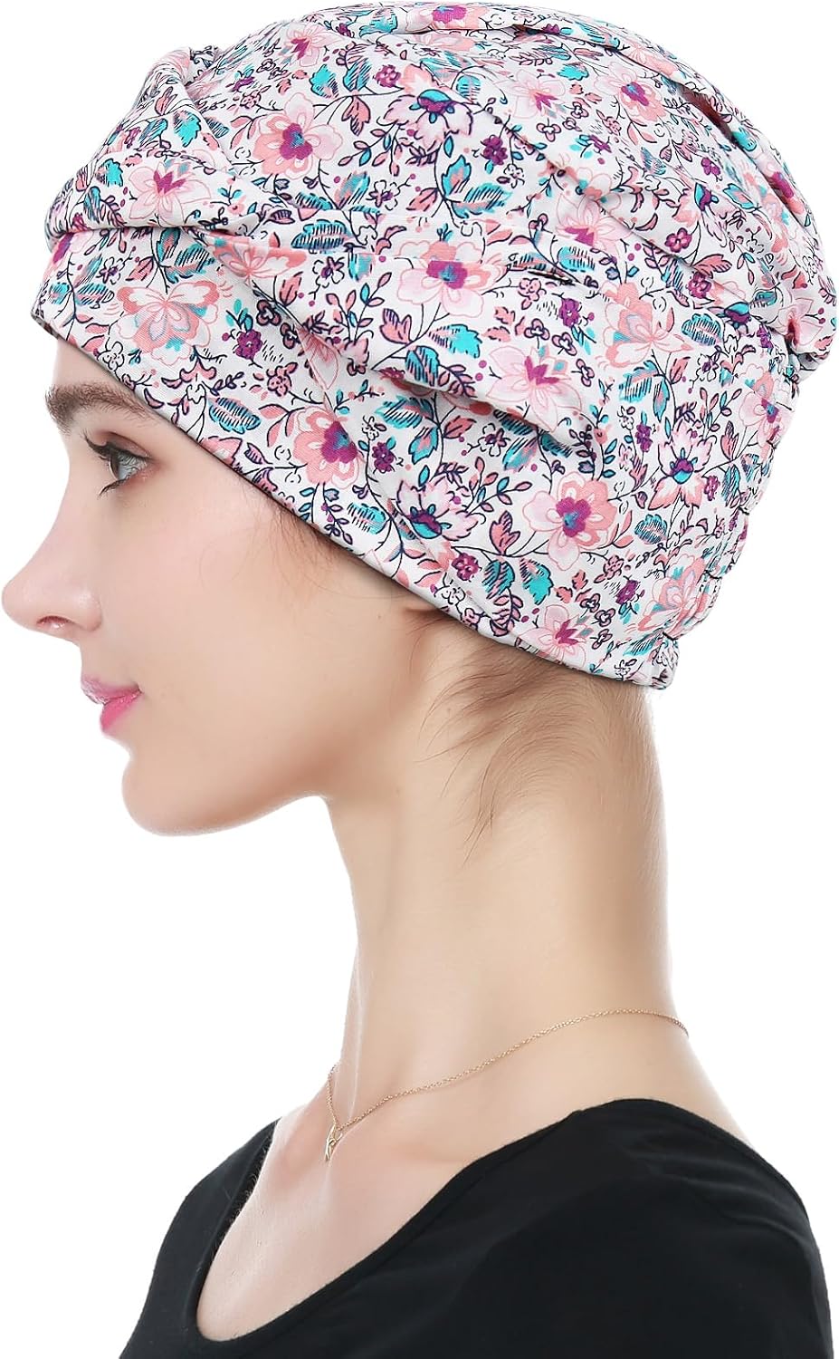 Alnorm 100% Cotton Fashion Headwear Chemo Caps with Stretchy Band for Hair Loss Women - Image 3