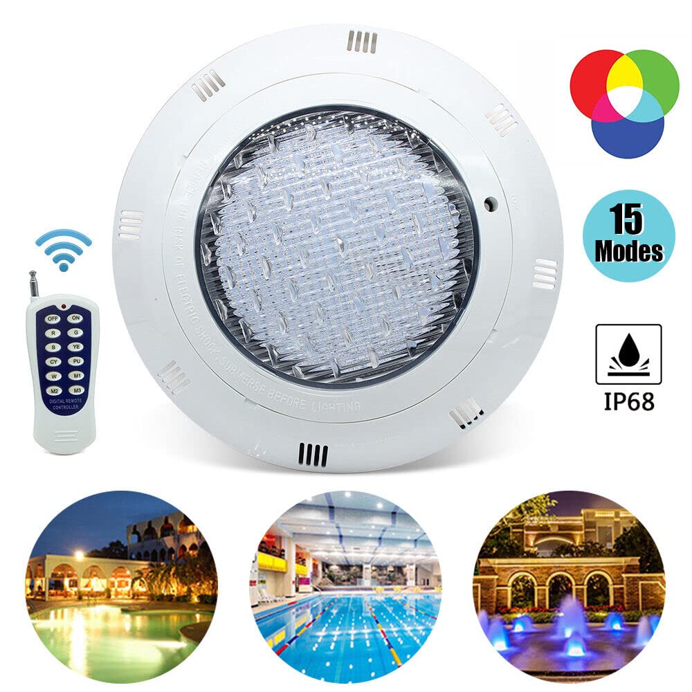 Éclairage de piscine LED RGBW 45 W avec télécommande 4500 lm IP68 étanche pour piscine