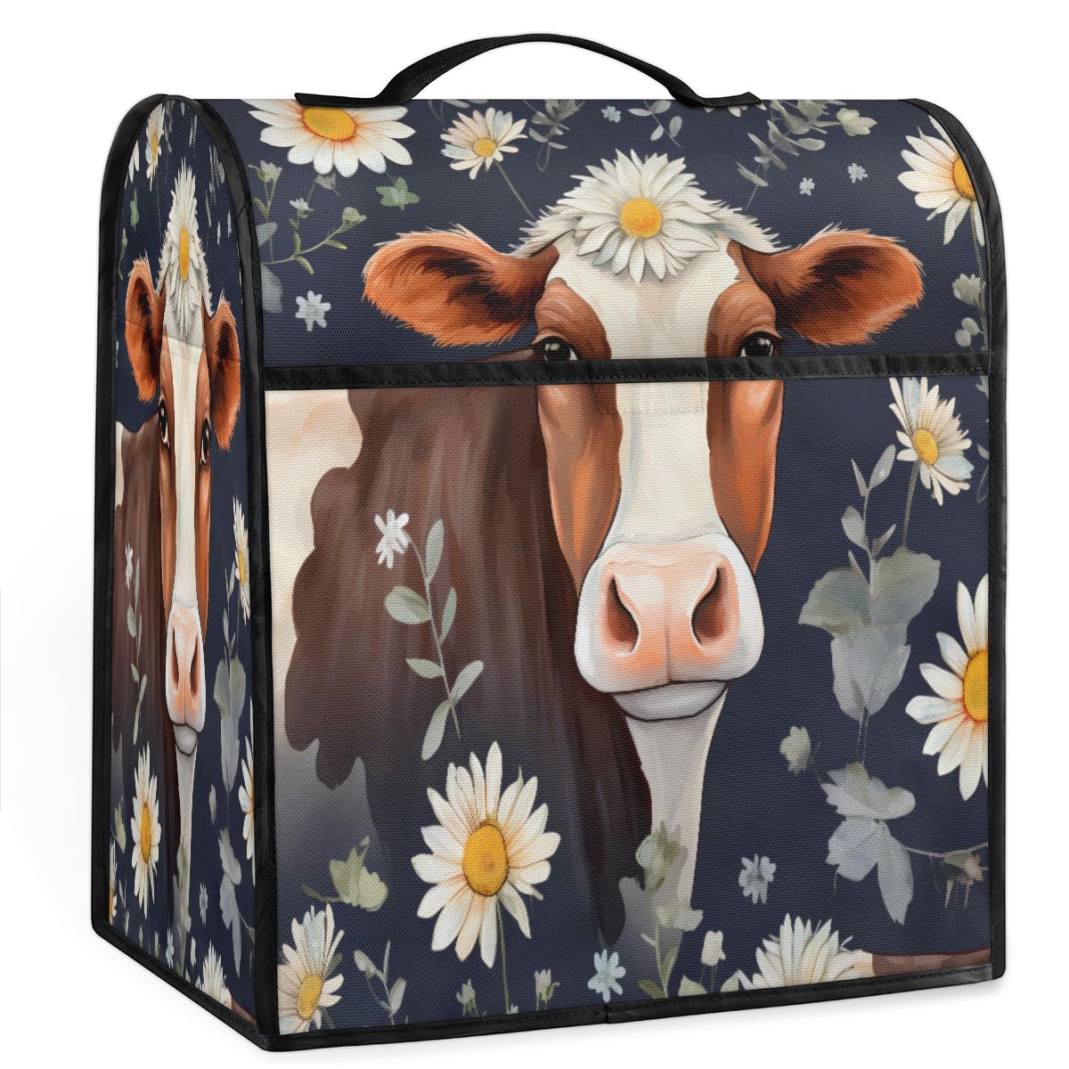 Coffee Maker Cover Daisy Cow Kitchen Appliance Covers Small Appliance Covers Blender Cover Juicer Cover Dust Covers for Kitchen Appliances with Top Handle and Pockets,Washable,C914