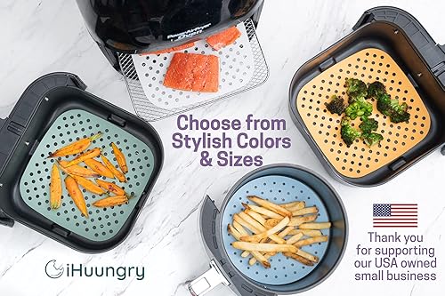 Miniatura 6 de Forros de silicona para freidora de aire, antiadherentes, fáciles de limpiar, reutilizables, accesorios de 8 pulgadas redondas (paquete de 2) "FUZZY