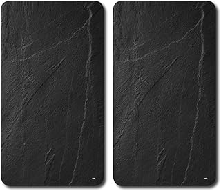 Kesper Juypal_365232 Lot de 2 assiettes à découper en verre Motif ardoise Gris 52 x 30 x 0,8 cm