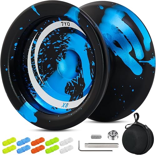 Miniatura 10 de Yoyo profesional X8 para niños de 8 a 12 años en adelante, Yoyo que no responde para trucos de giro de dedos, yoyo sensible al metal para