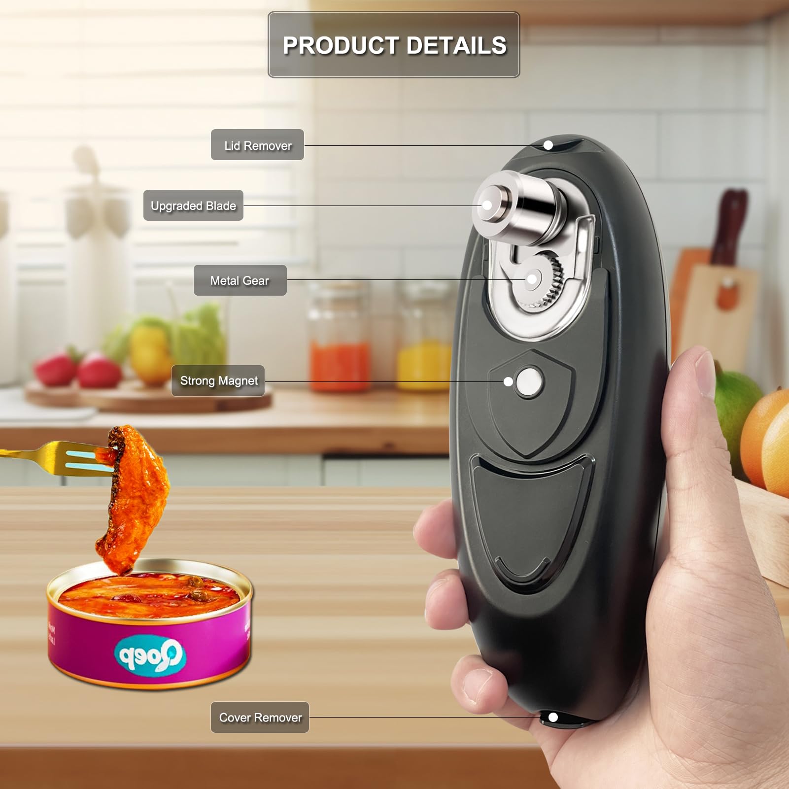 [UPGRADED BLADE] DRIDOUAM Auto 2.0 Electric Can Opener, Effortless One-Touch Operation with Safety Smooth Edge, Battery Powered Automatic Can Opener for All Can Sizes Best for Seniors, Arthritis