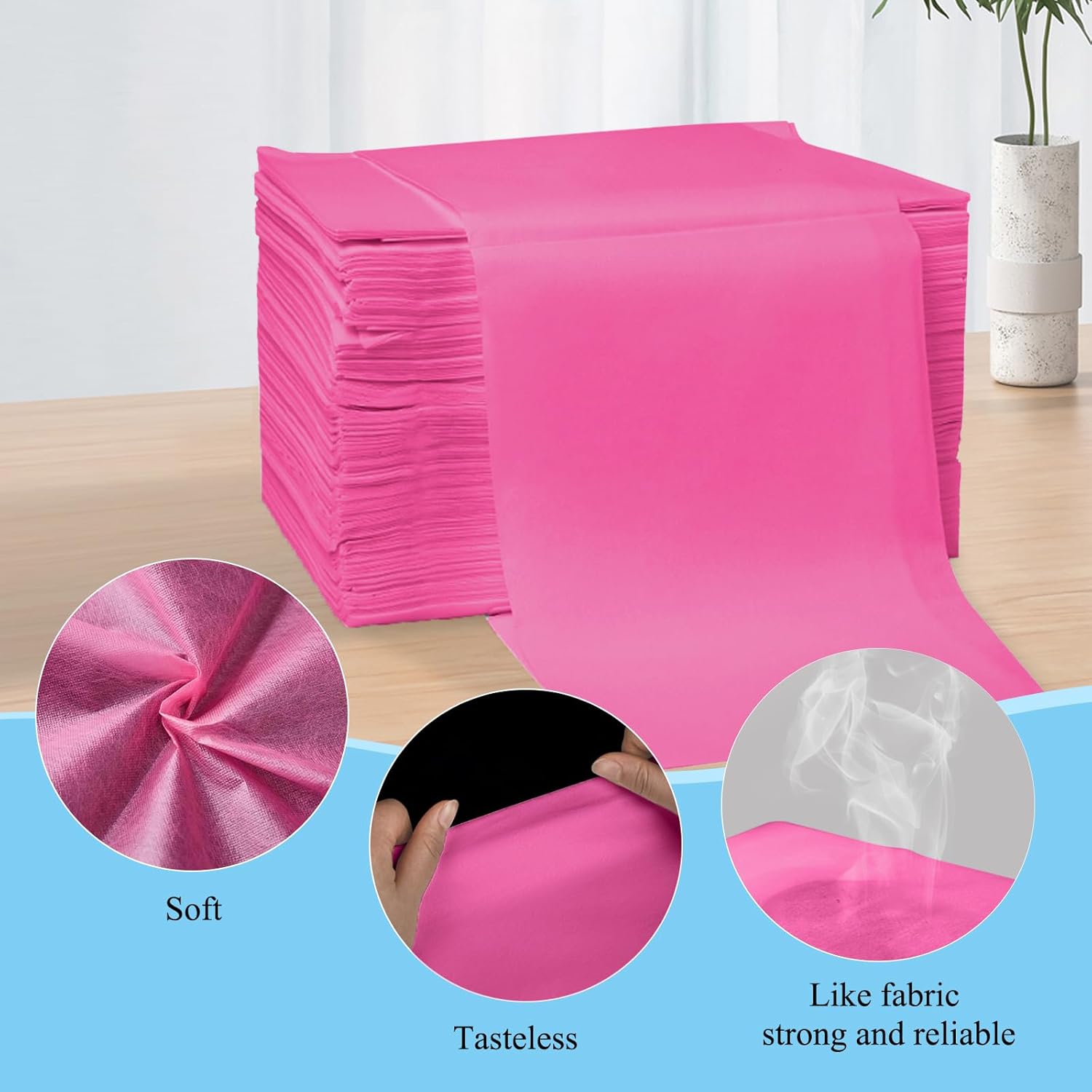 200Pcs Disposable Bed Sheets 31.5"x71"Massage Table Sheets Non-Woven Fabric Bed Covers for Ultimate Hygiene and Comfort in Massage,Tattoo, Beauty and Spa Treatments, Breathable & Durable Sheets(Pink)