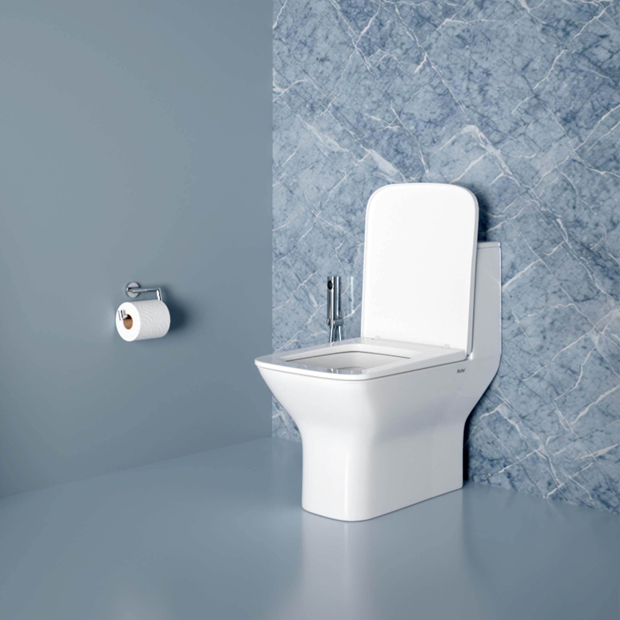 Ruhe 25x14x29 Inches Vero Ceramic Western Toilet Commode, S-Trap | White Glossy Finish, Rimless, Dual-Flush System, Anti-Bacterial | Includes Soft-Close Seat Cover, Dual Flow Flushing Kit, Gasket