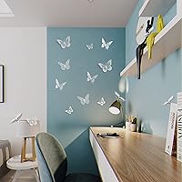 Vista 4 de SAOROPEB Decoración de pared de mariposa 3D, 48 piezas, 4 estilos, 3 tamaños, adhesivo metálico extraíble para pared, calcomanías murales