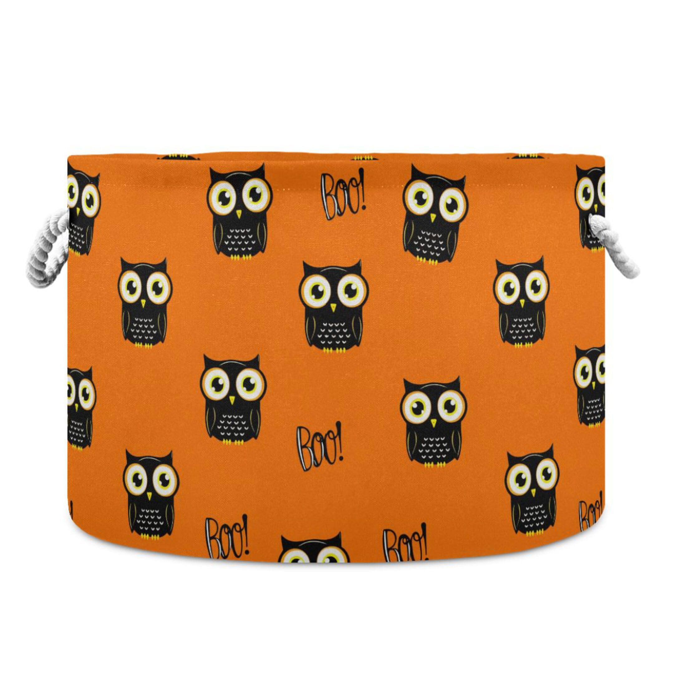 Sevdomey Halloween Cotton Rope Storage Basket with Handles, Large Decorative Closet Shelf Basket for Nursery Playroom Classroom Organization