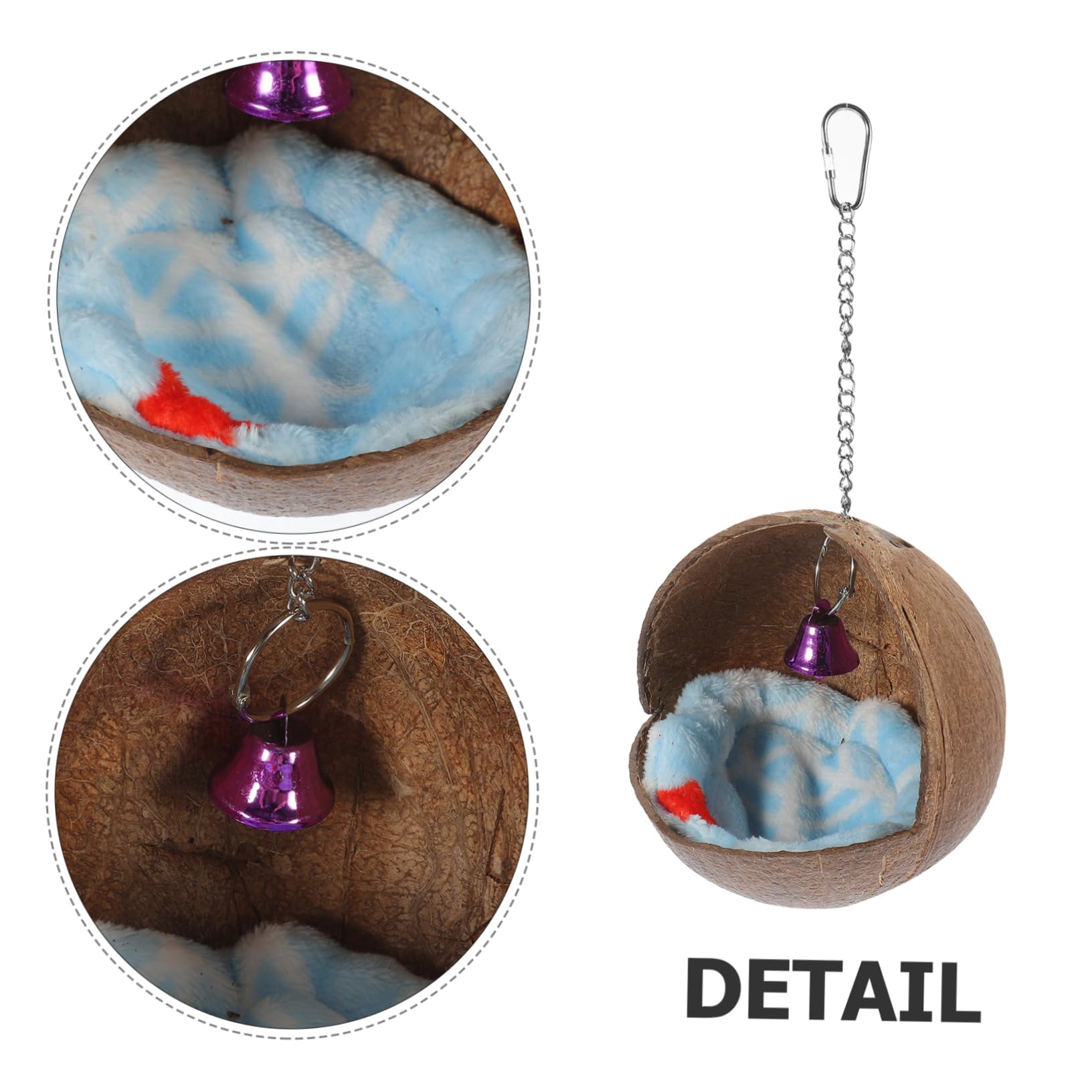 POPETPOP 3 Piezas de Nido de Pájaro de Cáscara de Cama para Loros Escondite para Periquitos Cama para Dormir con Campana