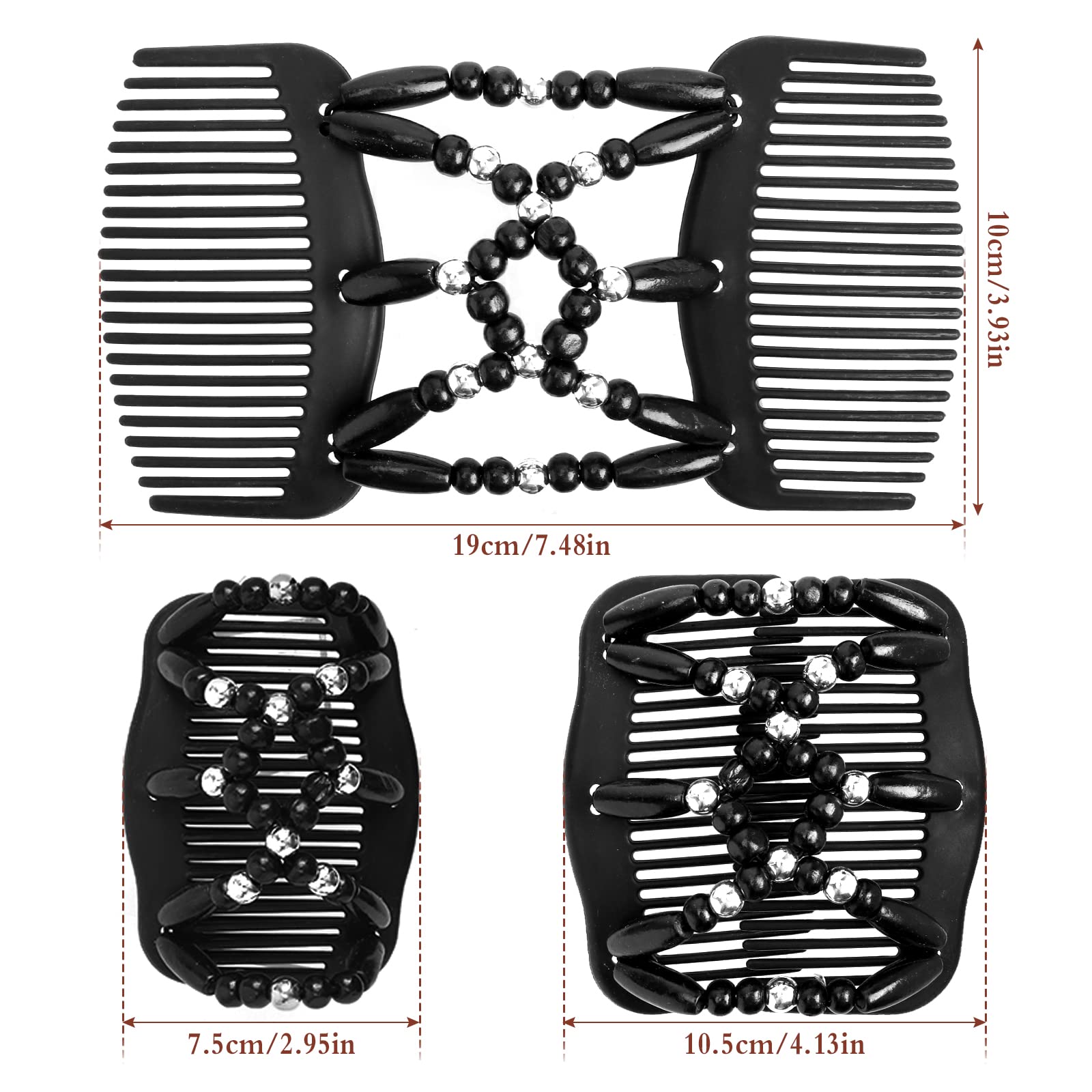 Dadabig 7 PCS Magic Hair Combs Pinza de Pelo Elástica Doble Clips Peinetas Elásticas de Pelo para Mujer Moda Mágica Peine para el Cabello Mágico(9.9 * 6cm, 7 estilos)