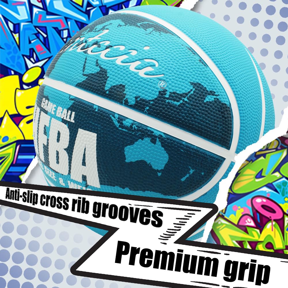 taglia 7 Pallone da Basket con pompa - pallone da strada in gomma premium per allenamenti e partite donne uomini
