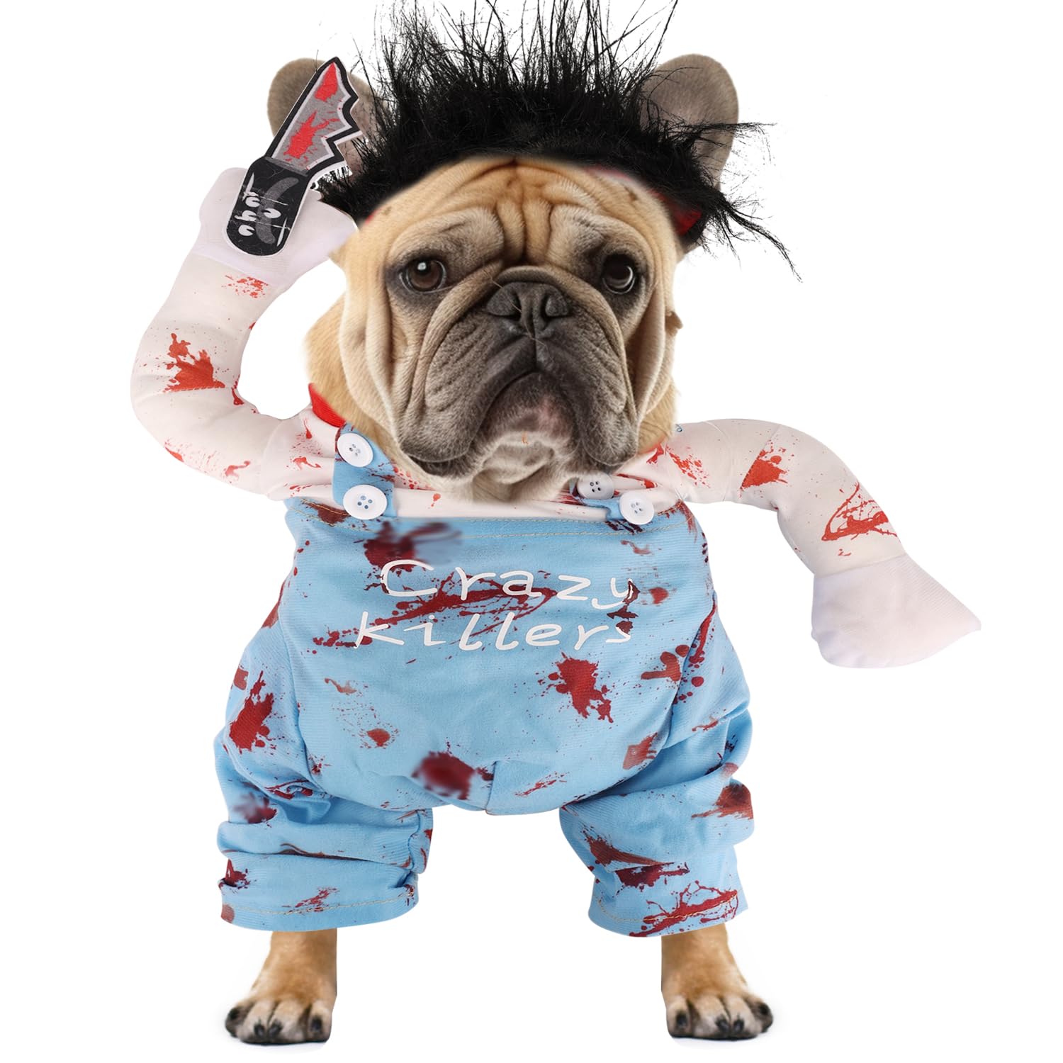 Disfraz de Chucky para Perro, Chucky Disfraz de Perro de Halloween Divertido Disfraz de Cosplay de Perro para Halloween Navidad Fiesta para Perros y Gatos Pequeños y Medianos (XL)