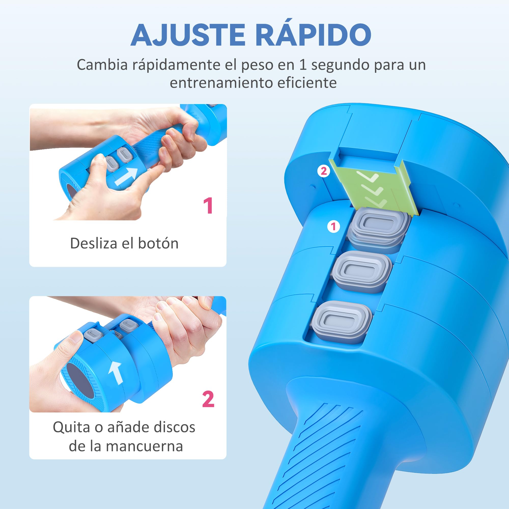 SPORTNOW Juego de Mancuernas Ajustables 4 en 1 5 2 2,5 kg | Juego de Pesas y Mancuernas de Metal, Mangos Antideslizantes, Diseño Cuadrado, para Entrenamiento en Casa, Gimnasio
