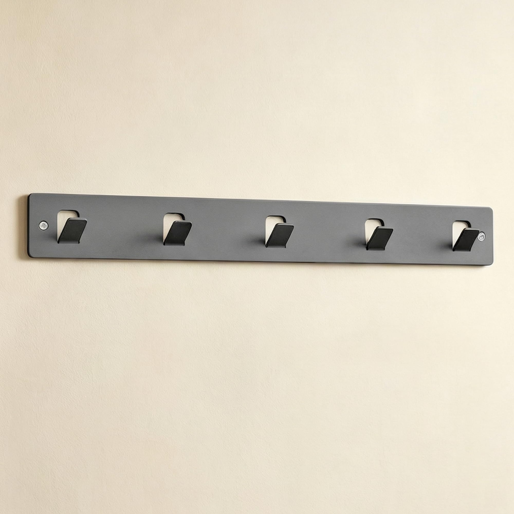 Mai & Mai Grey Coat Hooks Wall Mounted, Coat Rack With 5 Hooks, Drill/No Drill