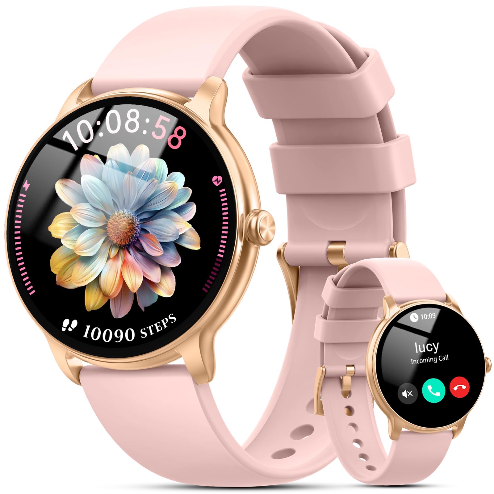 Smart Watch for Women, 1.32'' AMOLED Clear Screen, 2026 New Lightweight Women Smart Watch, Answer/Make Calls, Fitness Tracker with Heart Rate/Sleep/Step Counter, IP68 Waterproof, Gift for her, Pink Rose Gold